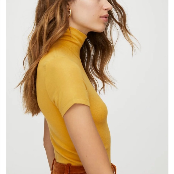 ⭐️🌟Aritzia Short Sleeve Ribbed Turtleneck in Cairo Gold🌟 - Picture 2 of 6